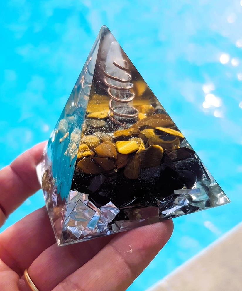 Pyramide Oeil de Tigre et Obsidienne Oeil Céleste